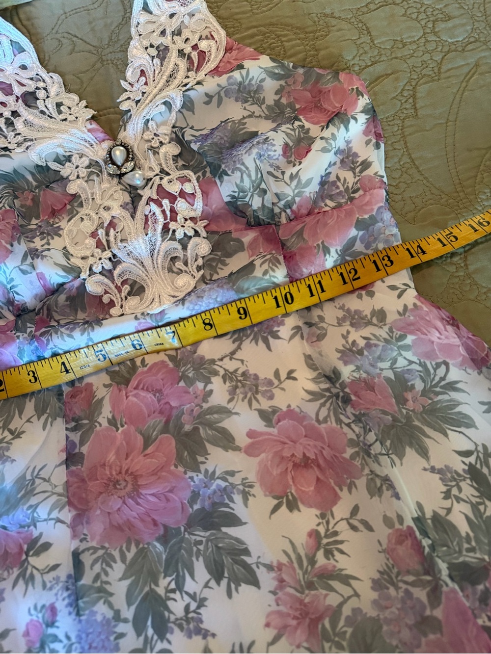 Vintage 90s Scott McClintock Floral Fairycore Halter Maxi Dress Lace, S - Picture 14 of 15